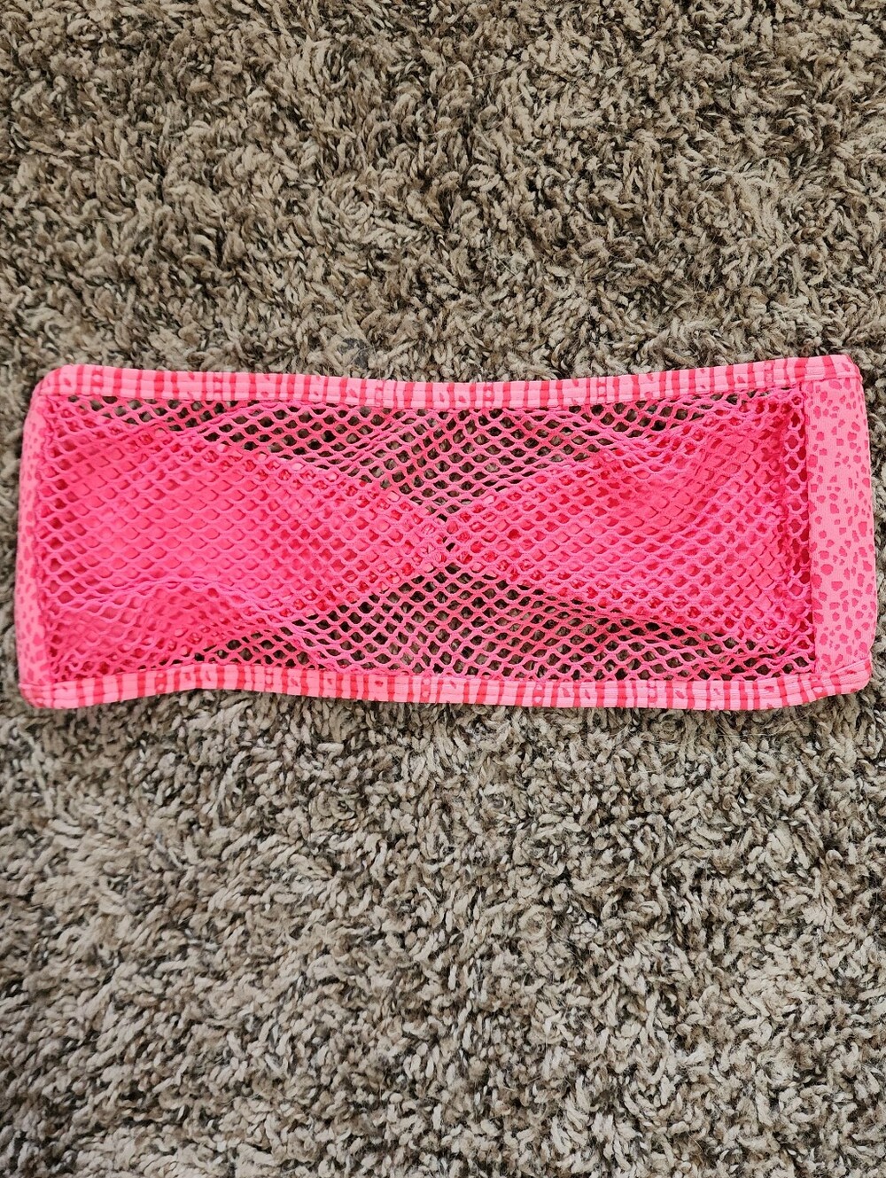 Wicked Weasel Strapless Swim Top Vibrant Neon Coral Unique Fish Net Large NWT - Picture 2 of 5